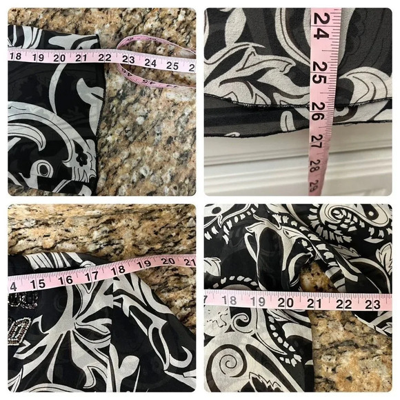 Chicos Womens Paisley Beaded Vneck Pullover Tunic Sheer Boho Peasent Silk 2 - Picture 5 of 9